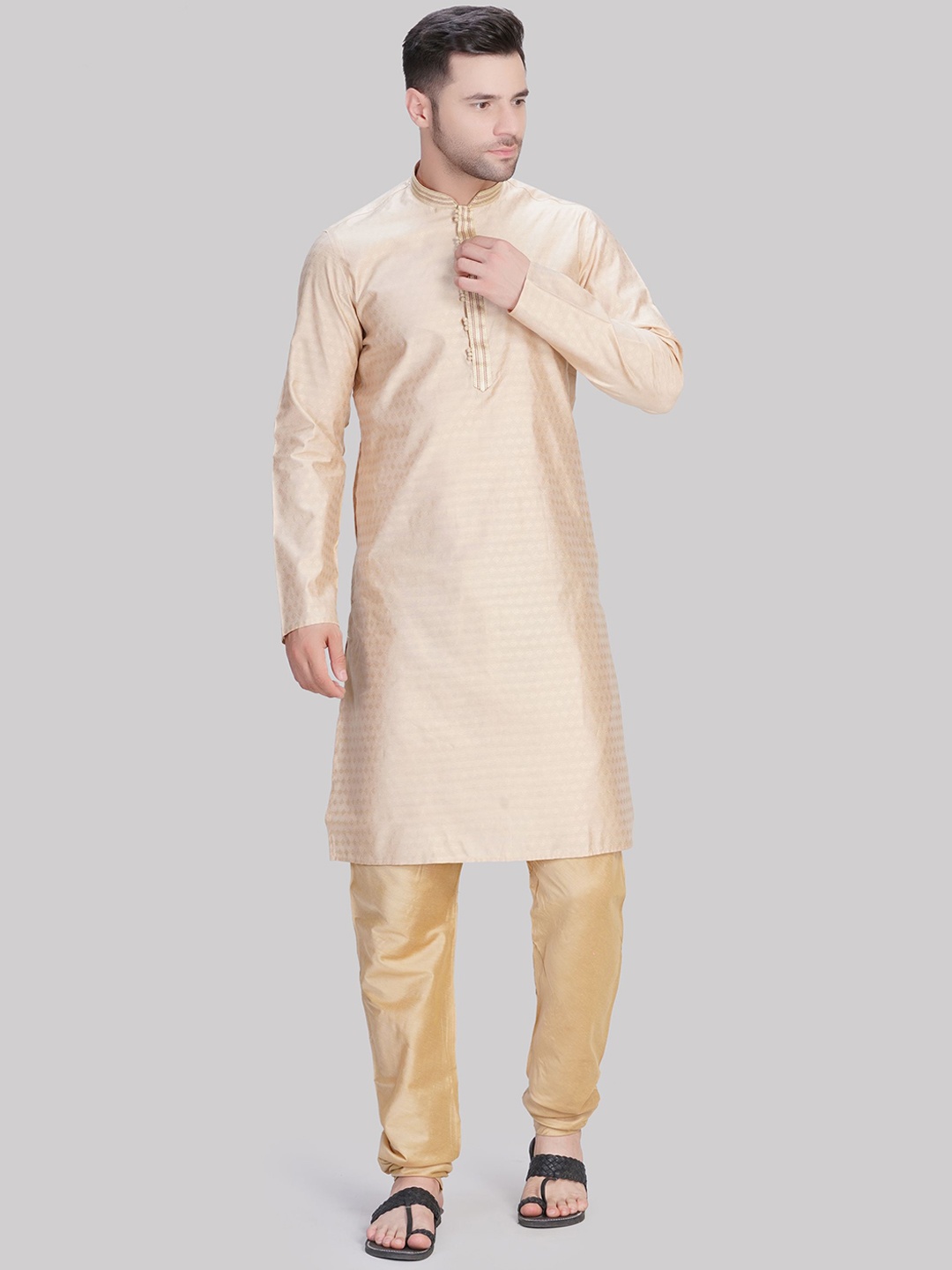 

LA'SCOOT Men Regular Pure Cotton Kurta with Salwar, Beige