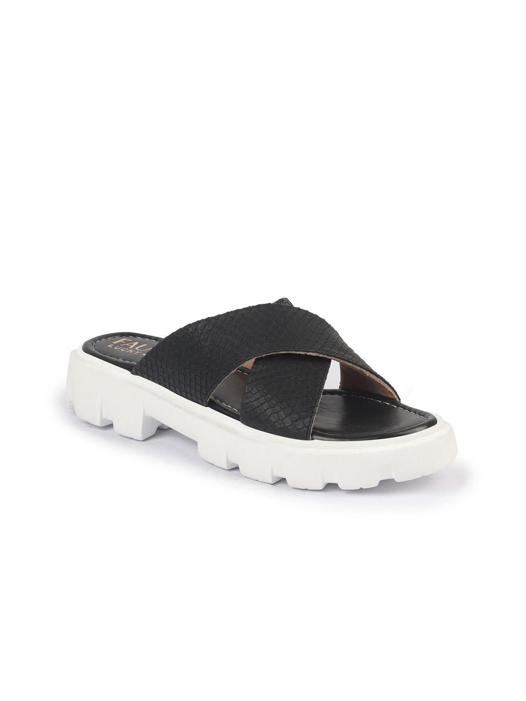 

FAUSTO Women Textured Open Toe Flats, Black