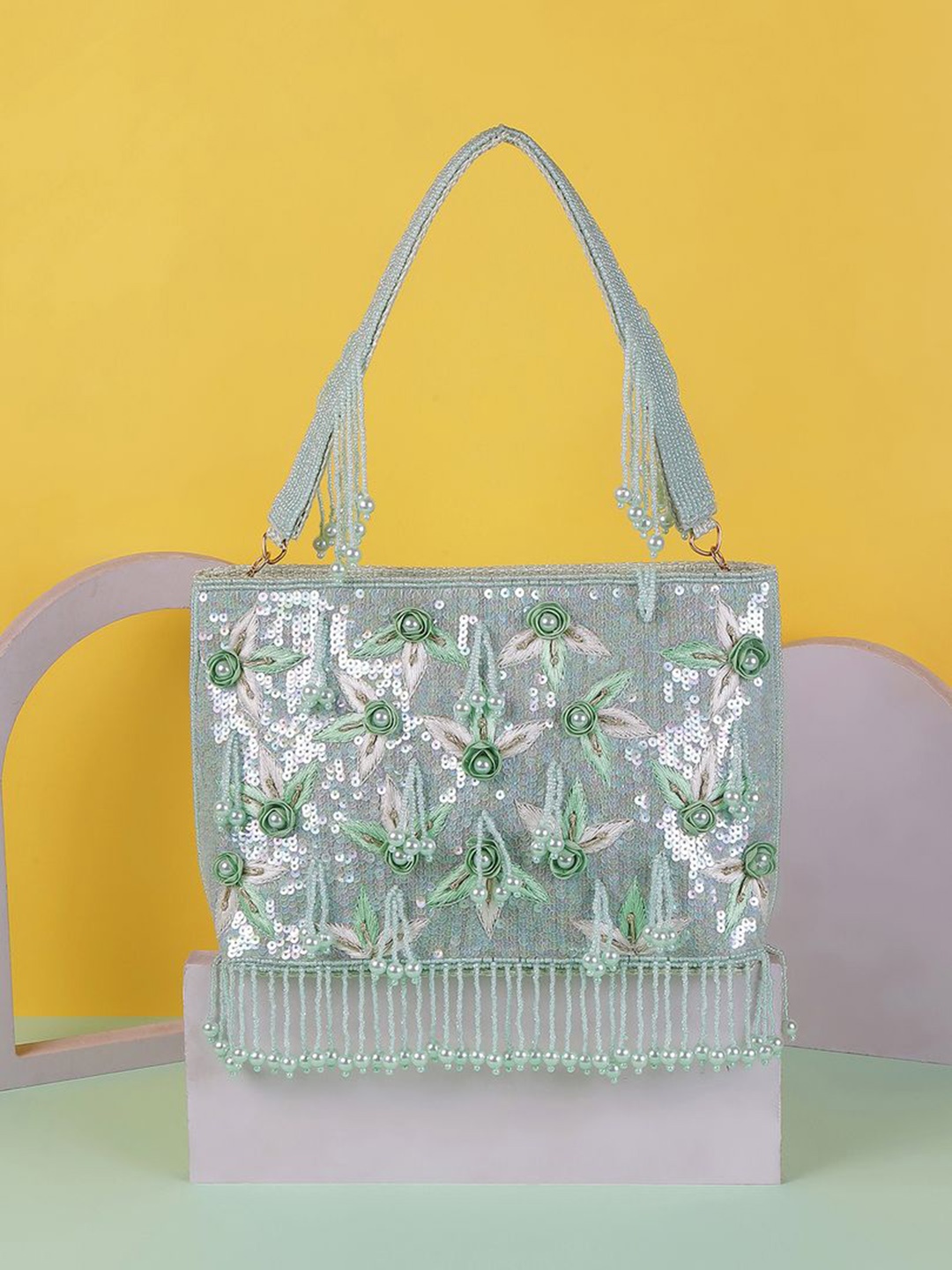 

Metro Oversized Shopper Tote Bag with Tasselled, Green