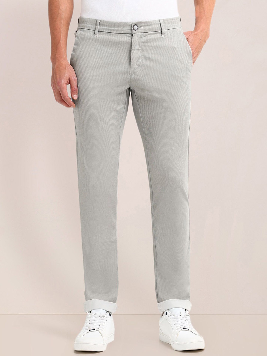 

U.S. Polo Assn. Men Solid Urban Slim Slim Fit Chinos Casual Trousers, Grey