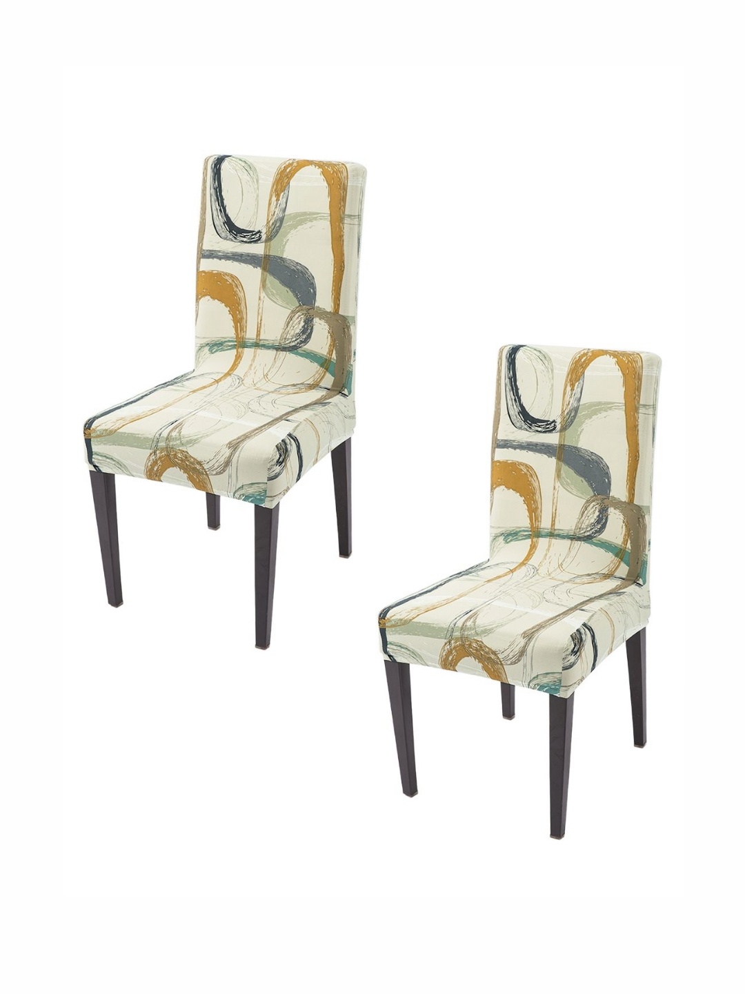 

HOKIPO 2Pcs Beige & Grey Stretchable Chair Covers