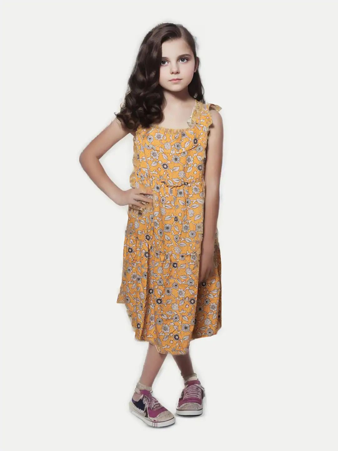 

BAESD Floral Print Fit & Flare Midi Dress, Yellow