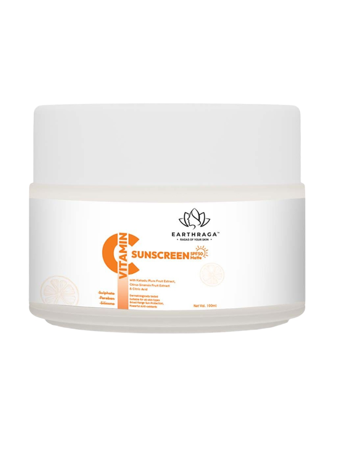 

Earthraga Matte Vitamin C SPF 50 Sunscreen For Skin brightening - 100ml, White