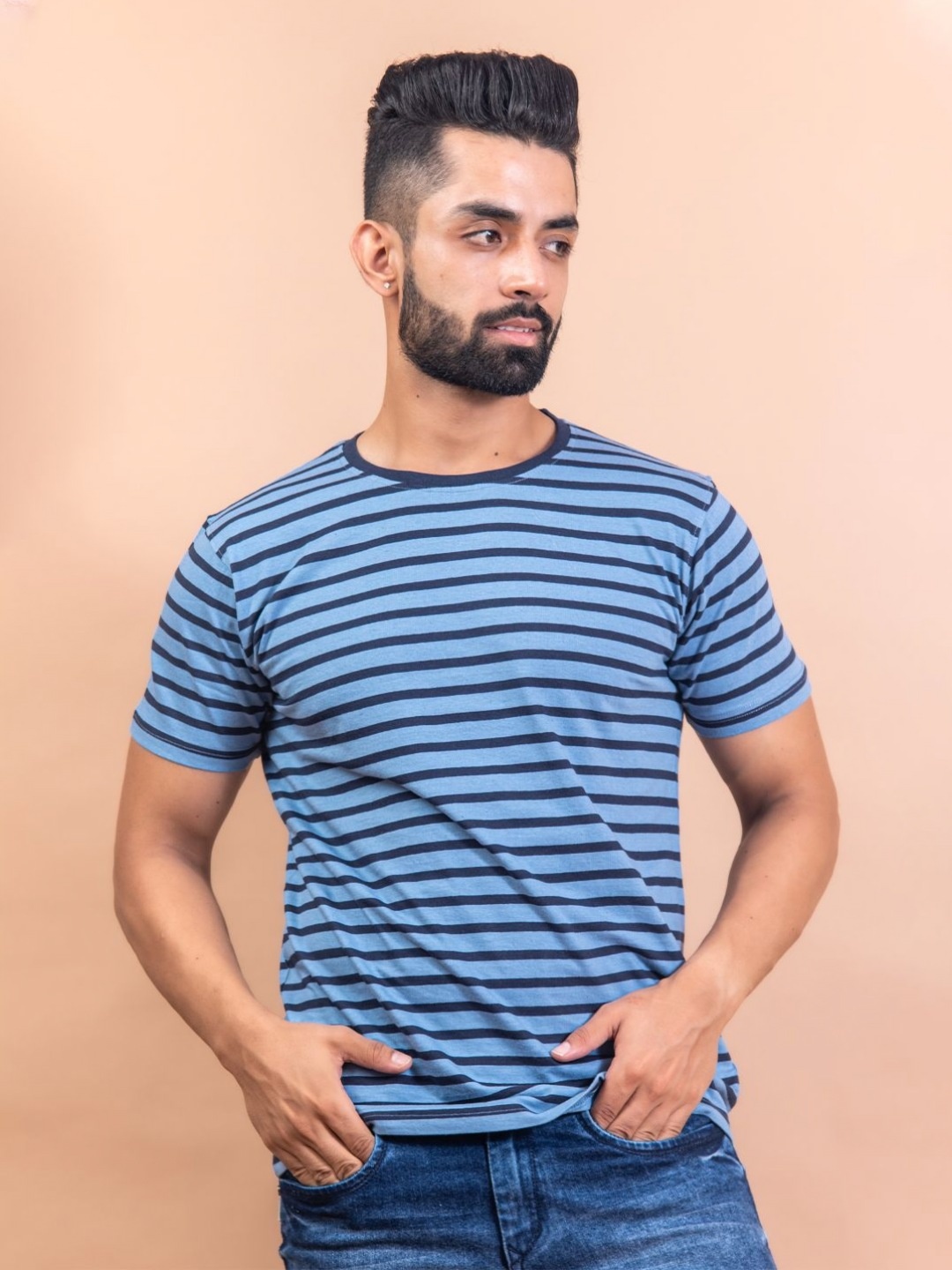 

Tistabene Men Striped Pockets T-shirt, Blue