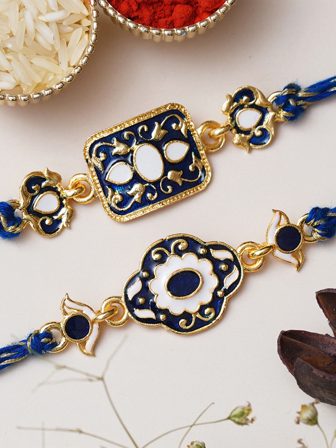 

eCraftIndia Unisex Set of 2 Rakhi, Blue