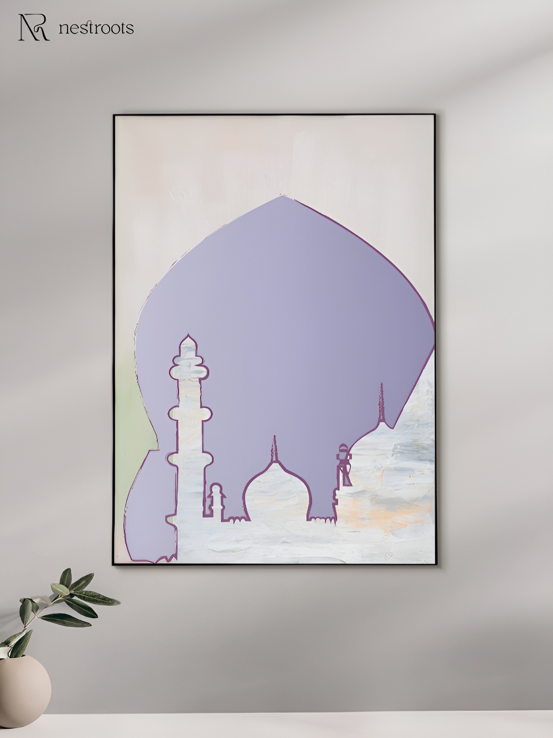 

nestroots White & Purple Beautiful Islamic Tomb Religious Canvas Wall Art