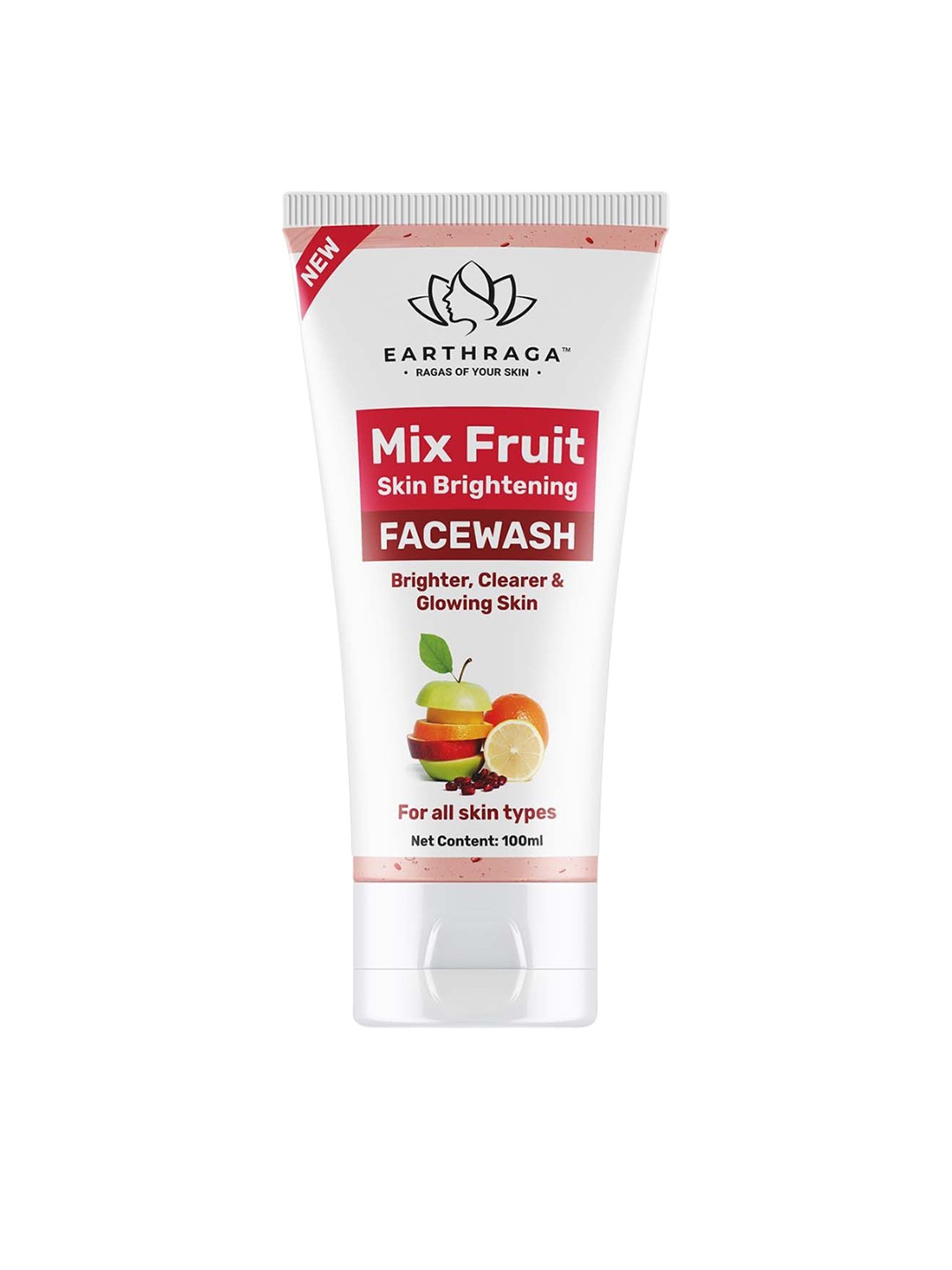 

Earthraga Mix Fruit Skin Brightening Face Wash For Brighter & Glowing Skin - 100ml, White