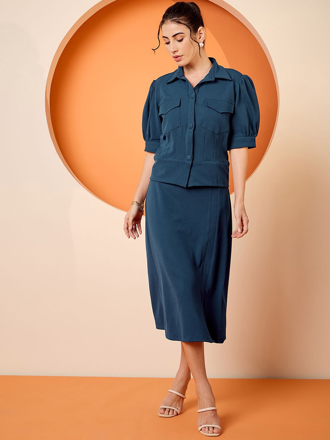 

Antheaa Shirt & Skirt Co-Ords, Teal