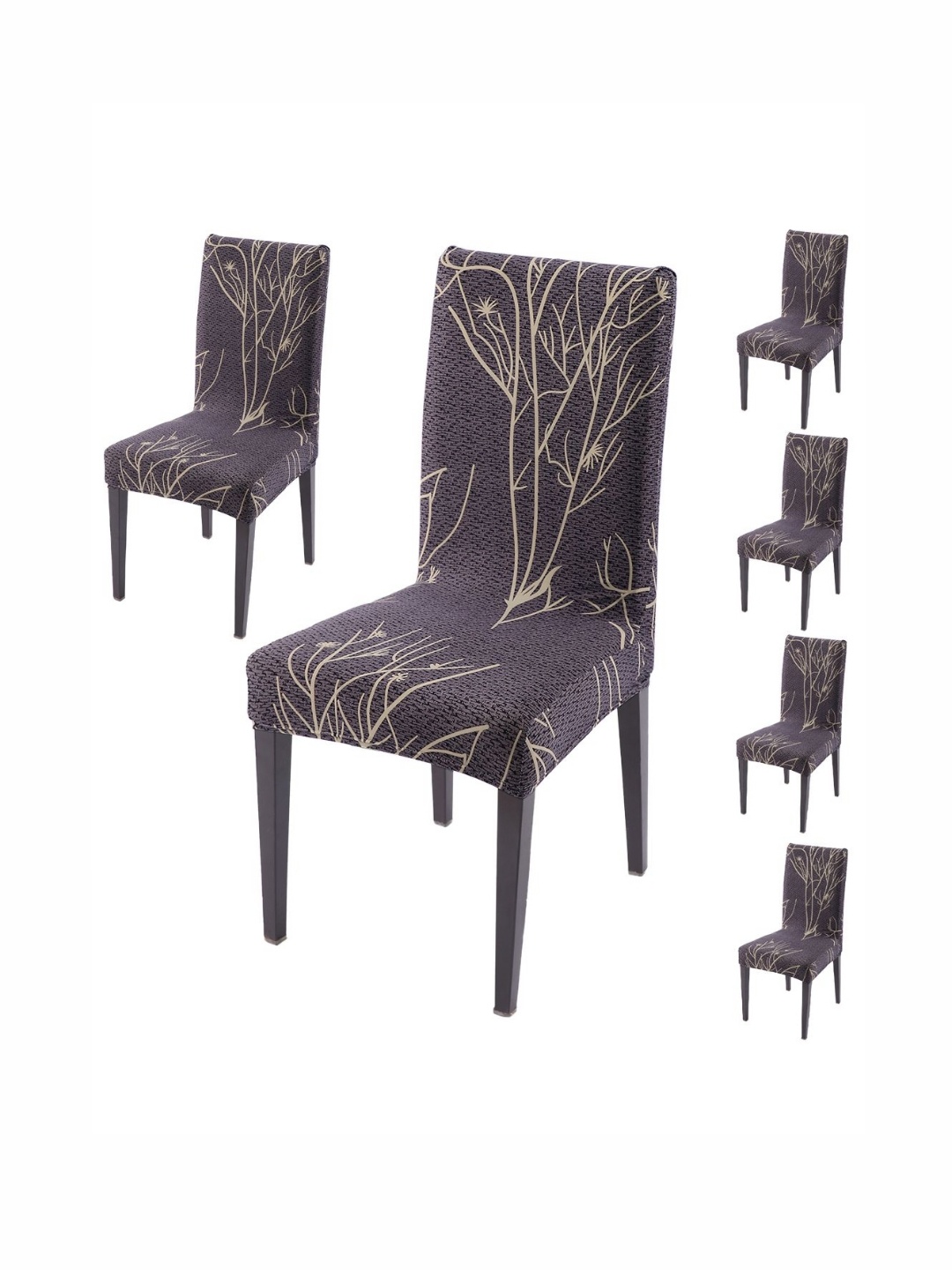 

HOKIPO Set Of 6 Grey Printed Chair Covers