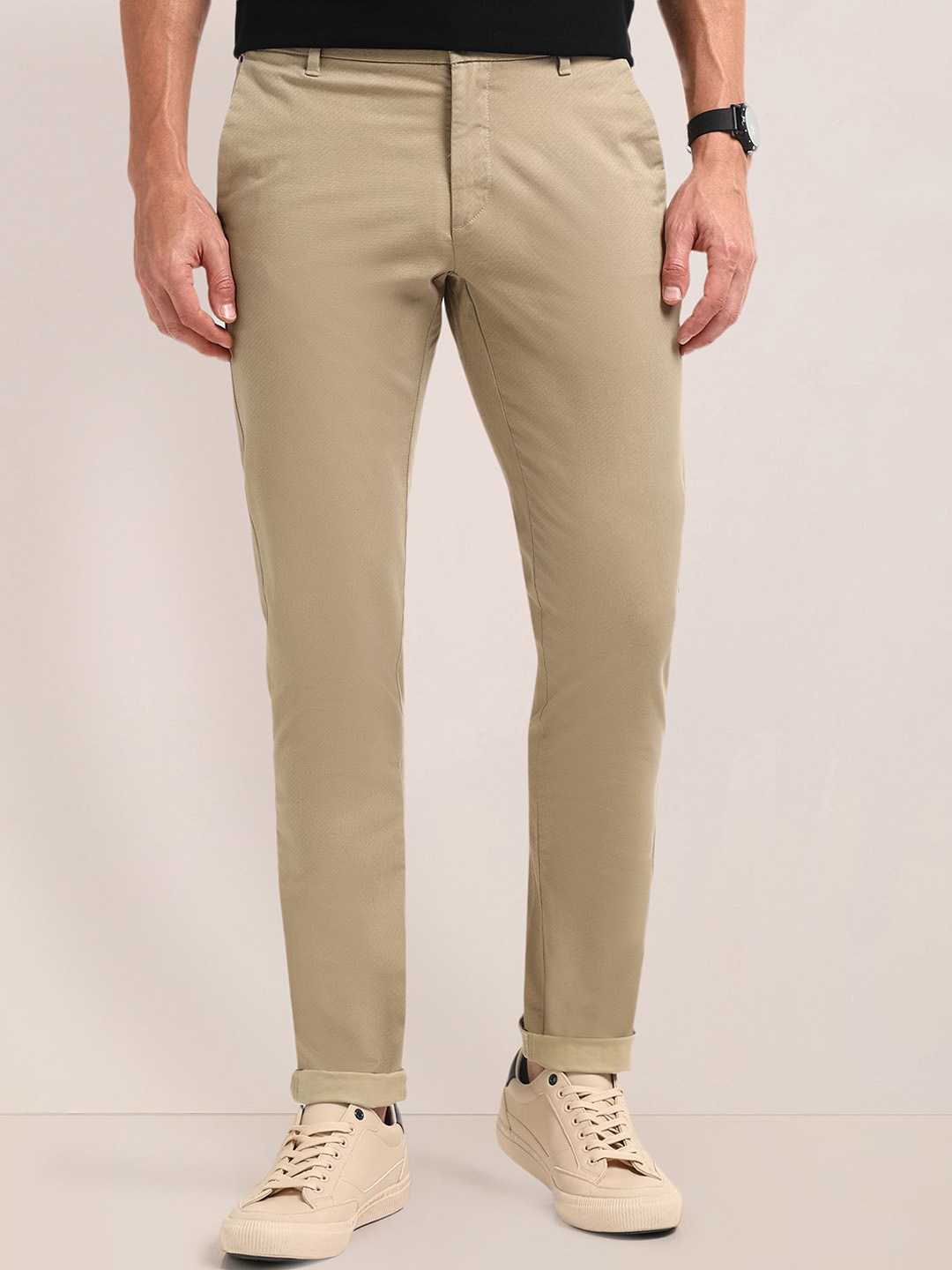 

U.S. Polo Assn. Men Urban Slim Mid-Rise Slim Fit Chinos Trousers, Beige