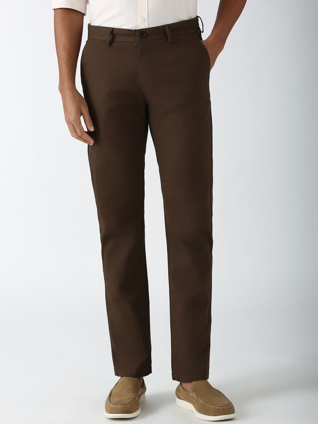 

Peter England Casuals Men Slim Fit Chinos Trousers, Brown