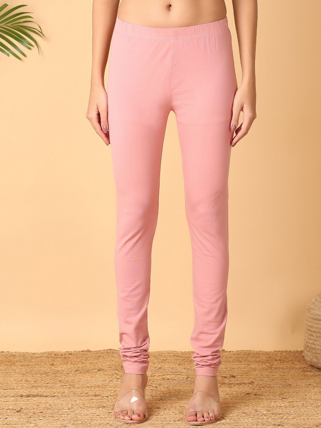 

V-Mart Solid Churidar-Length Leggings, Pink