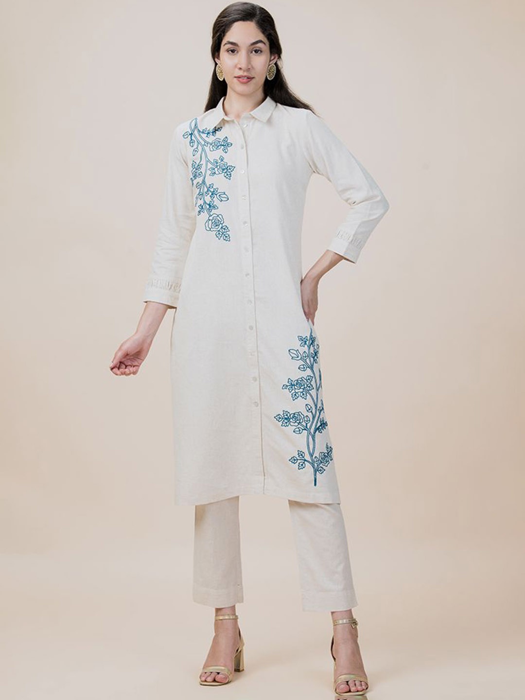 

BARARA ETHNIC Women Embroidered Anarkali Kurta, White