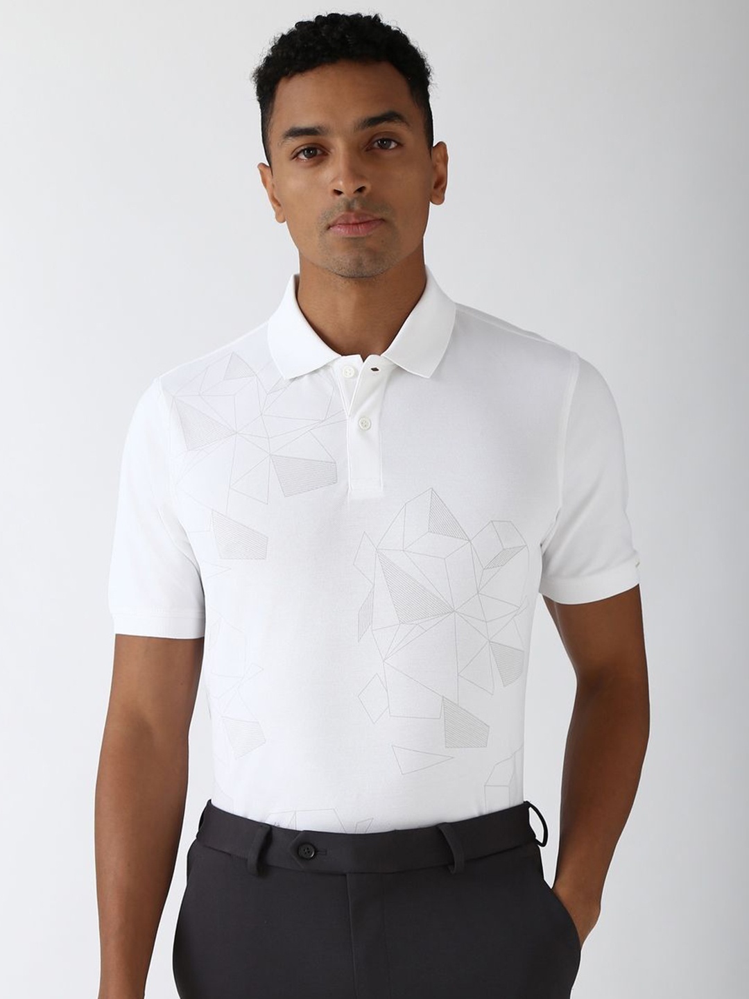 

Peter England Men Polo Collar Pockets T-shirt, White