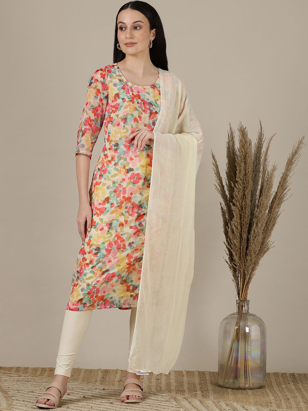 

AURELIA Women Floral Printed Kurta, Multi