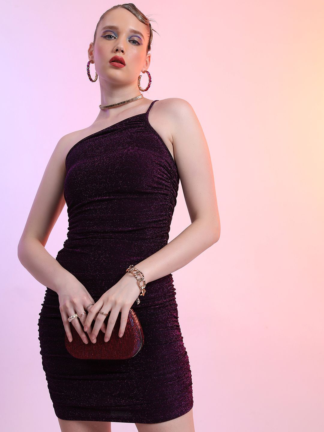 

Tokyo Talkies Bodycon One Shoulder Dress, Purple