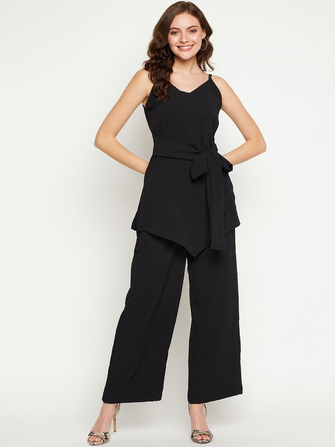 

Murcia Strapless Neck Top With Trousers Co-Ords, Black