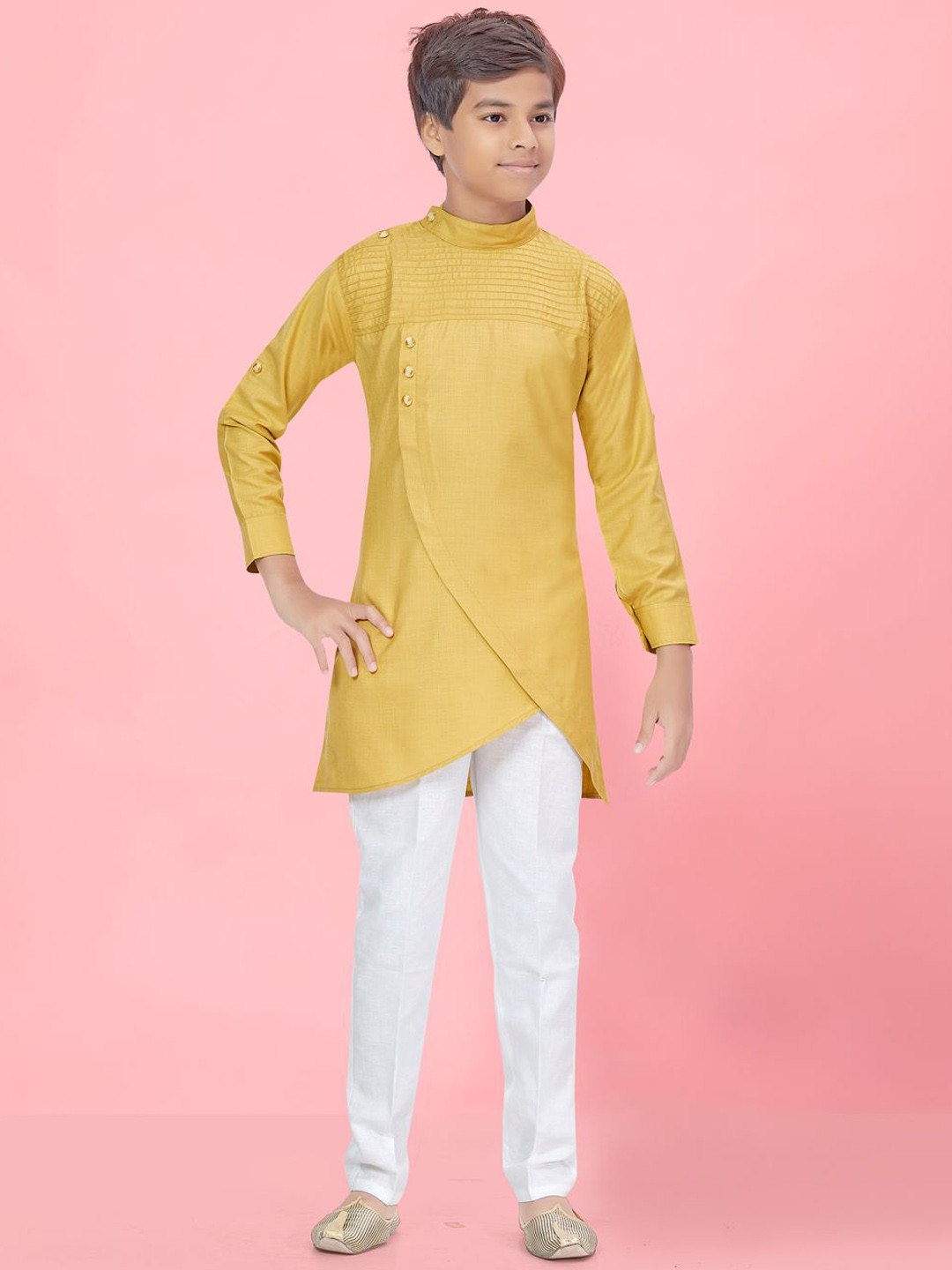 

BAESD Boys Pure Cotton Straight Kurta with Pyjamas, Beige