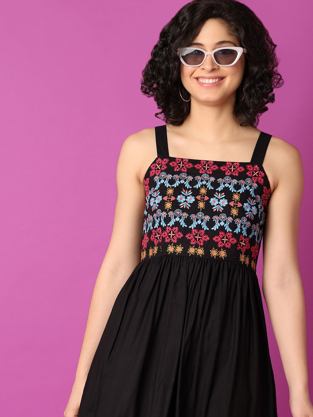 

UNLIMITED Floral Print Fit & Flare Dress, Black