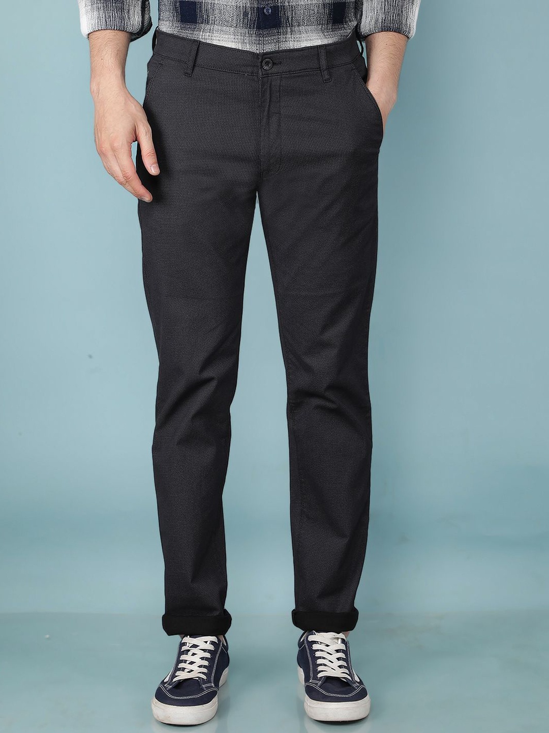 

Crimsoune Club Men Smart Straight Fit Trousers, Black