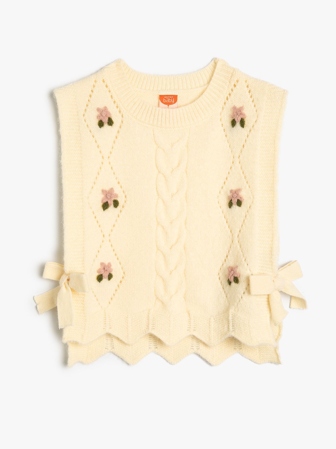 

Koton Girls Cable Knit Sweater Vest, Beige