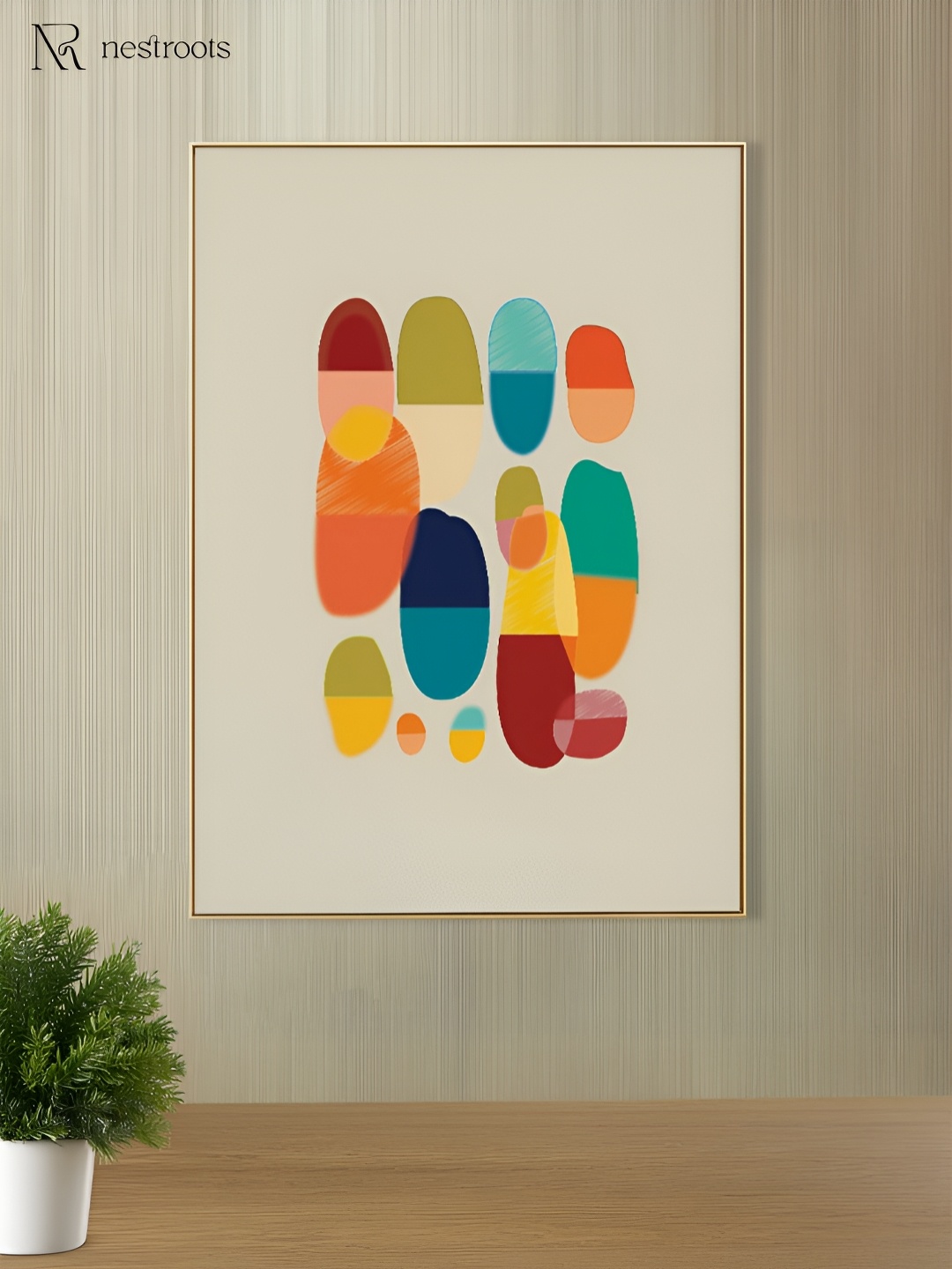 

nestroots Beige & Orange Vibrant Colors In Harmony Abstract Canvas Wall Painting