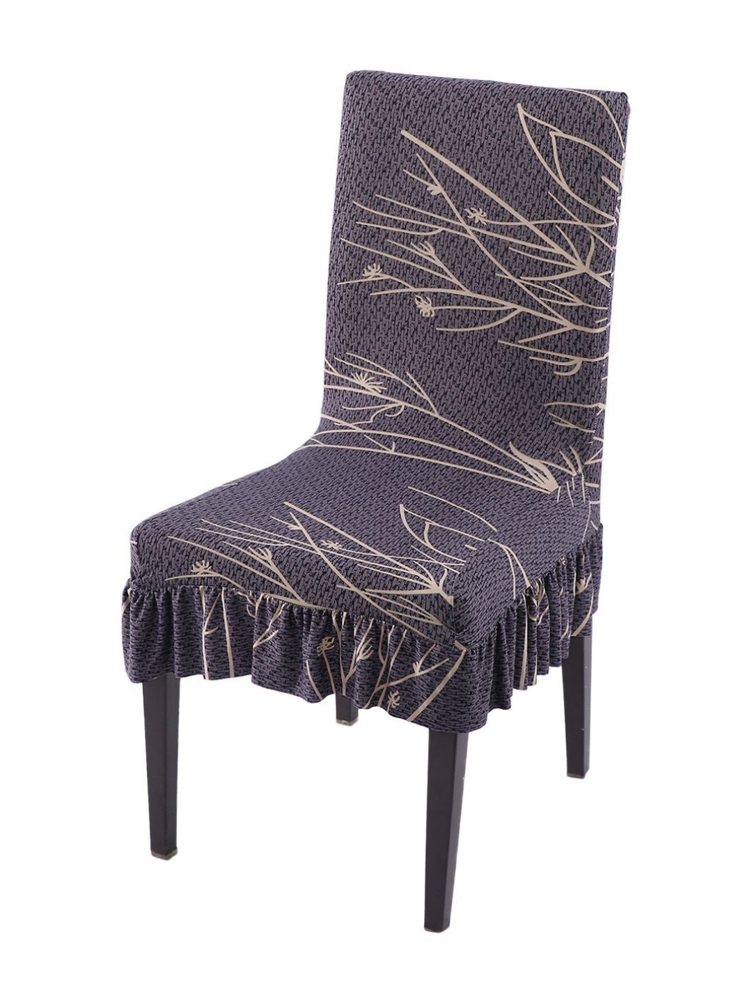 

HOKIPO Grey Printed Frill Chair Cover