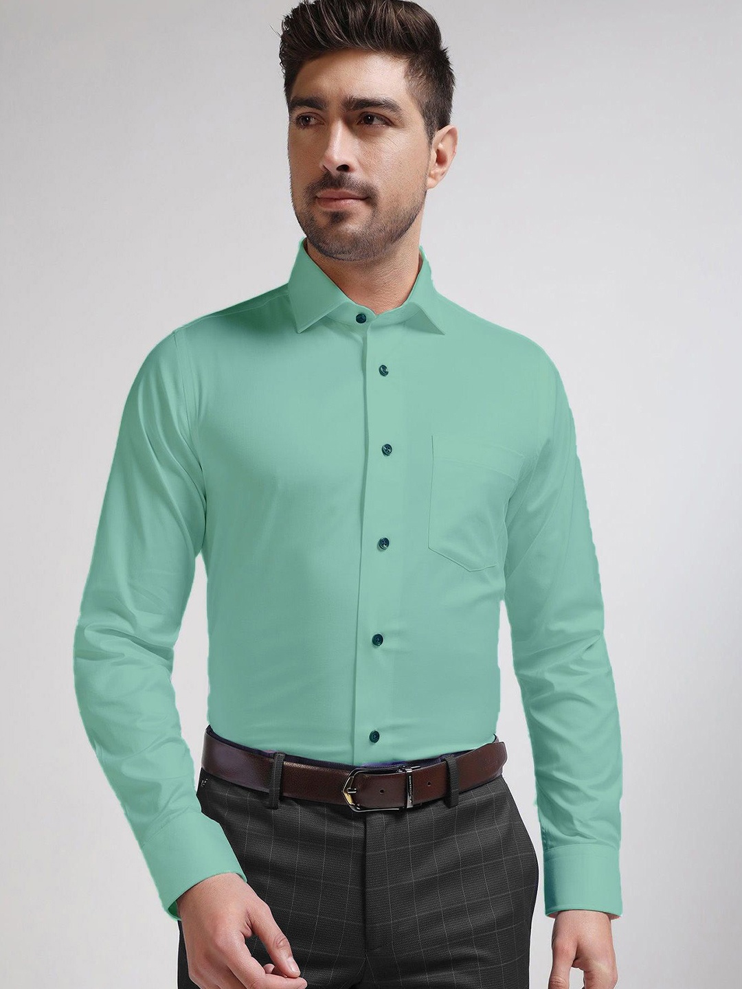 

AIA.FAB Men Comfort Opaque Formal Shirt, Green
