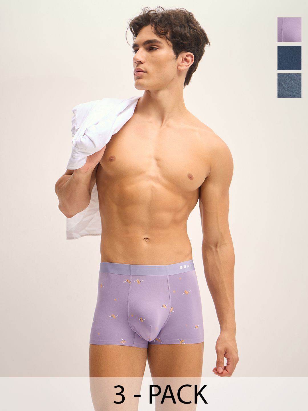 

THE BEAR HOUSE Pack of 3 Printed Modal Trunks BRI-LUXIA-P3, Blue
