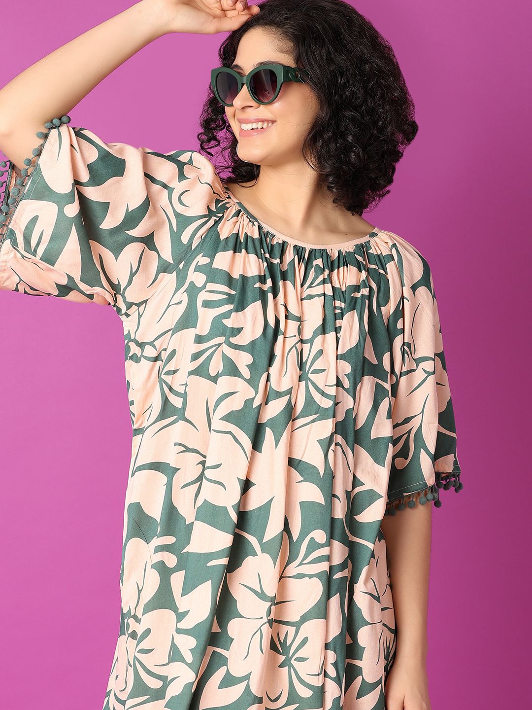 

UNLIMITED Tropical Print A-Line Dress, Green