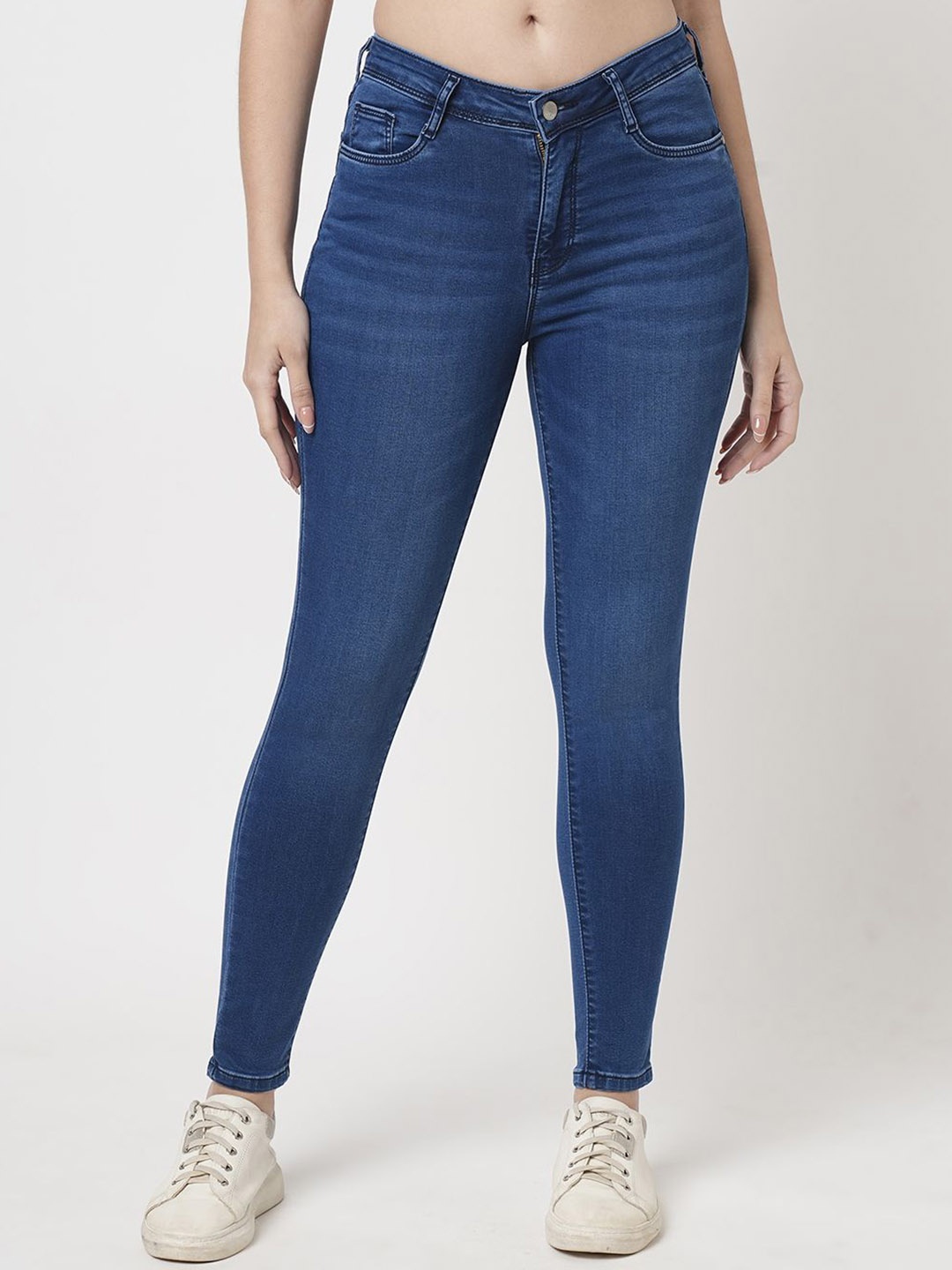

Kraus Jeans Women Cotton Skinny Fit High-Rise Light Fade Stretchable Jeans, Blue