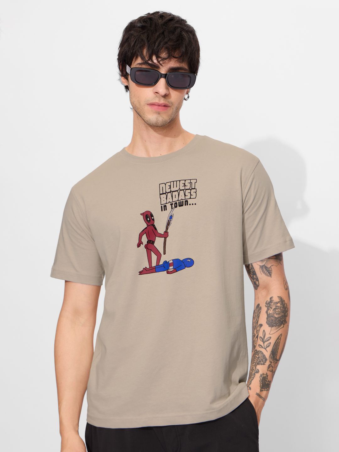 

The Souled Store Men Printed T-shirt, Beige