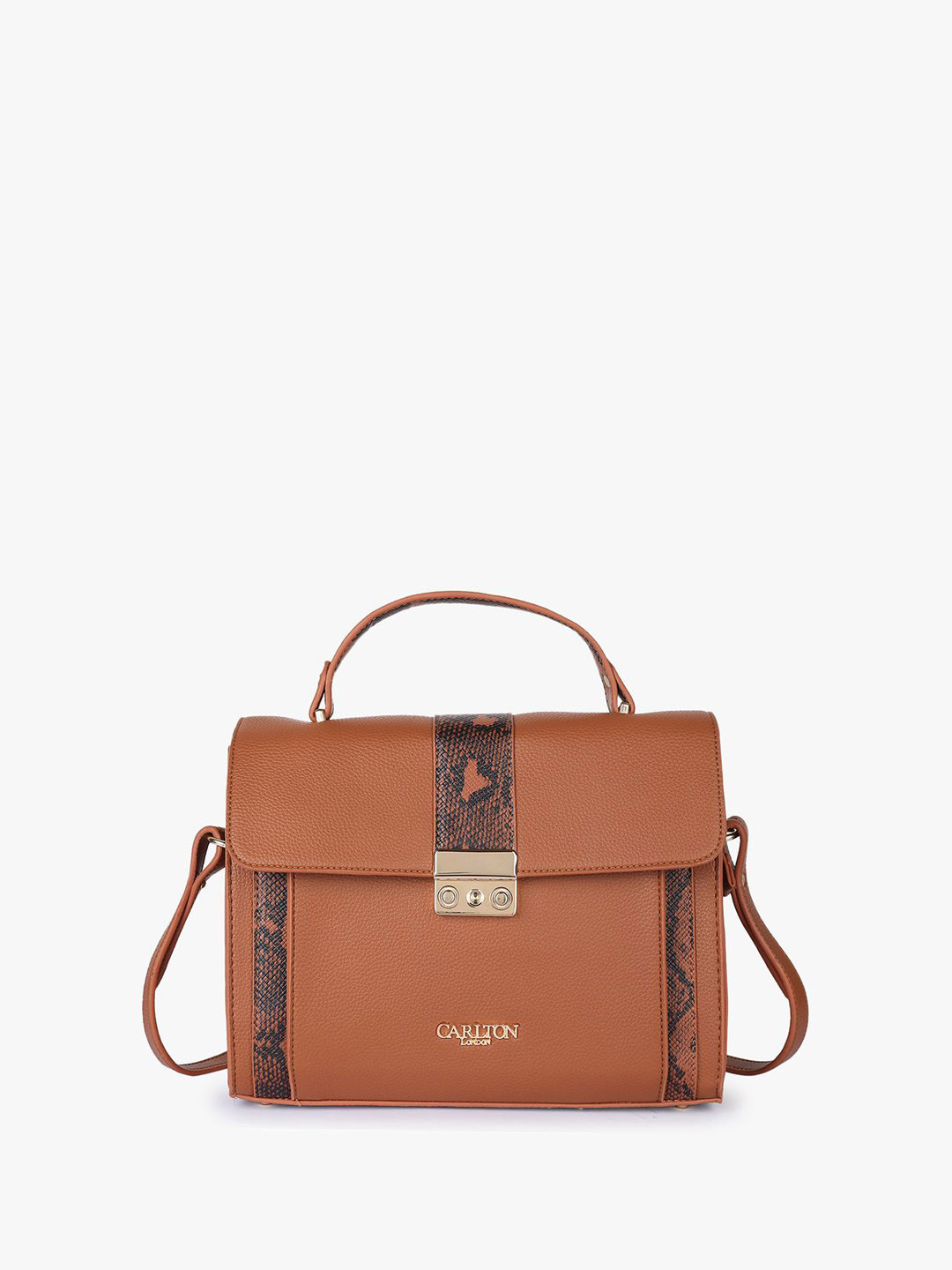 

Carlton London Printed Structured Satchel, Tan