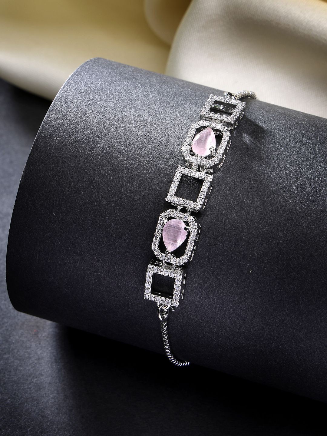 

ZENEME American Diamond & Crystal Studded Rhodium-Plated Wraparound Bracelet, Silver