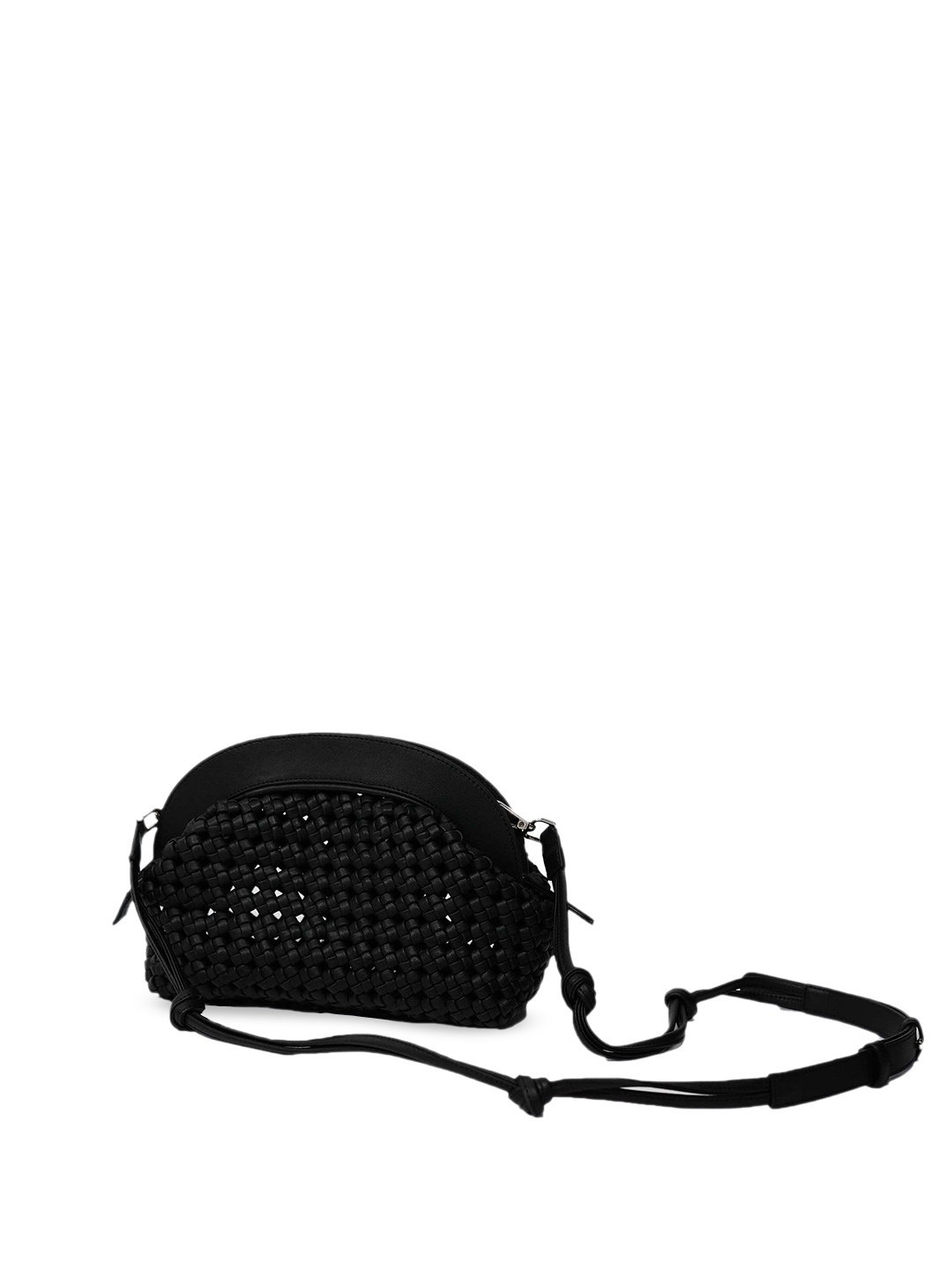

Theater PU Swagger Sling Bag with Cut Work, Black