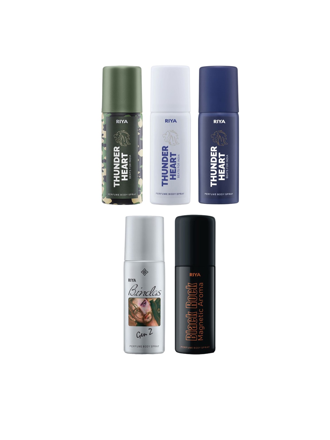 

RIYA Set Of 5 Perfume Body Spray Deodorant- 40 ml Each, Multi