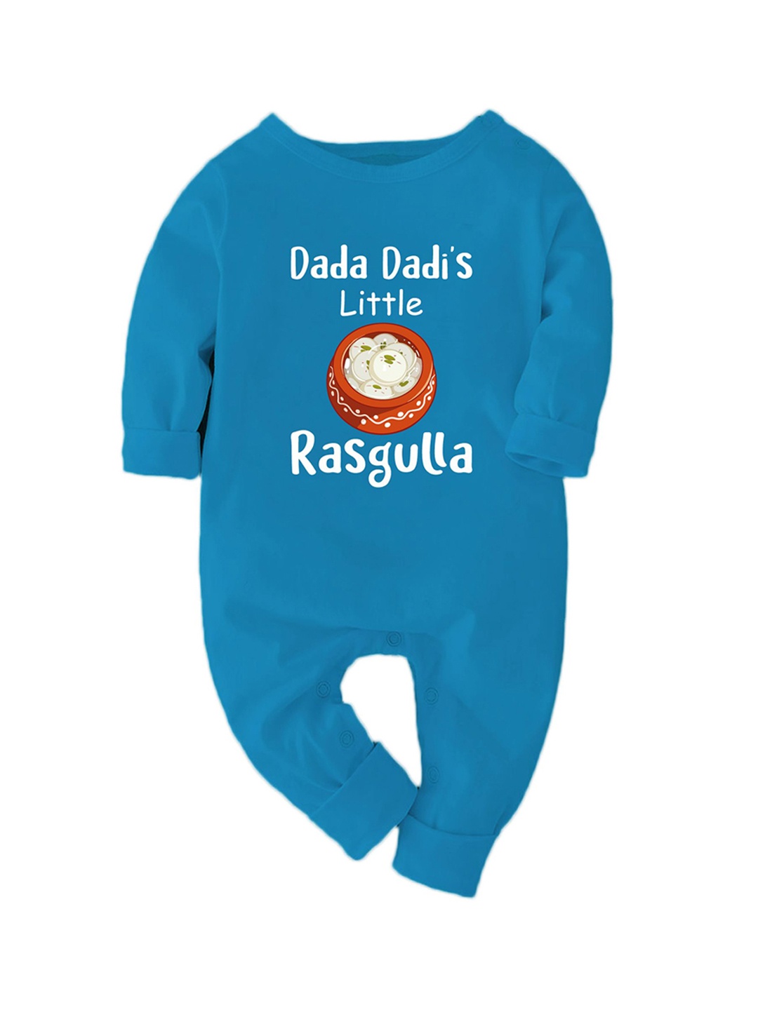 

Zeezeezoo Infants Dada Dadis Little Rasgulla Printed Cotton Romper, Blue