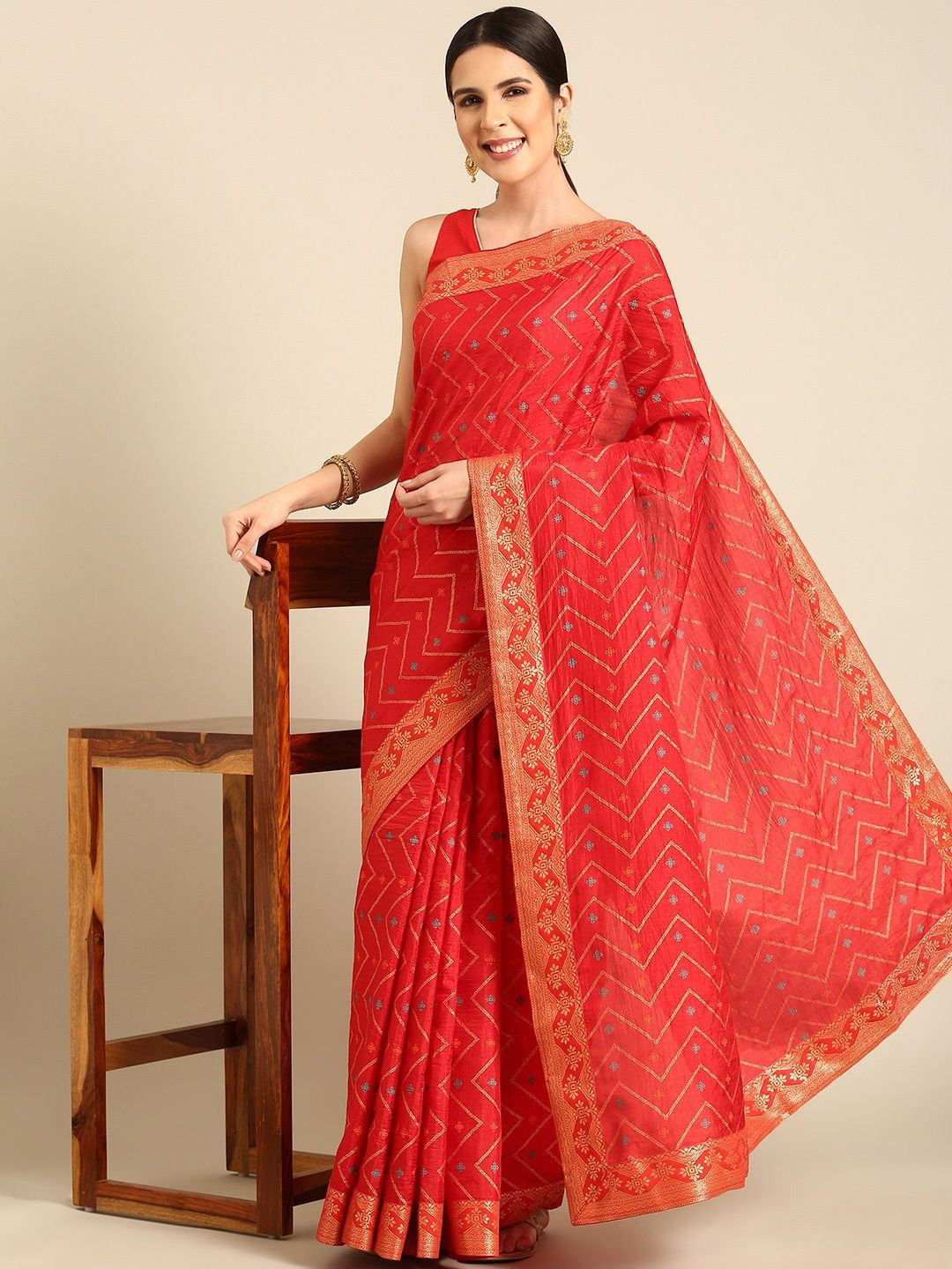 

all about you Floral Zari Saree, Red