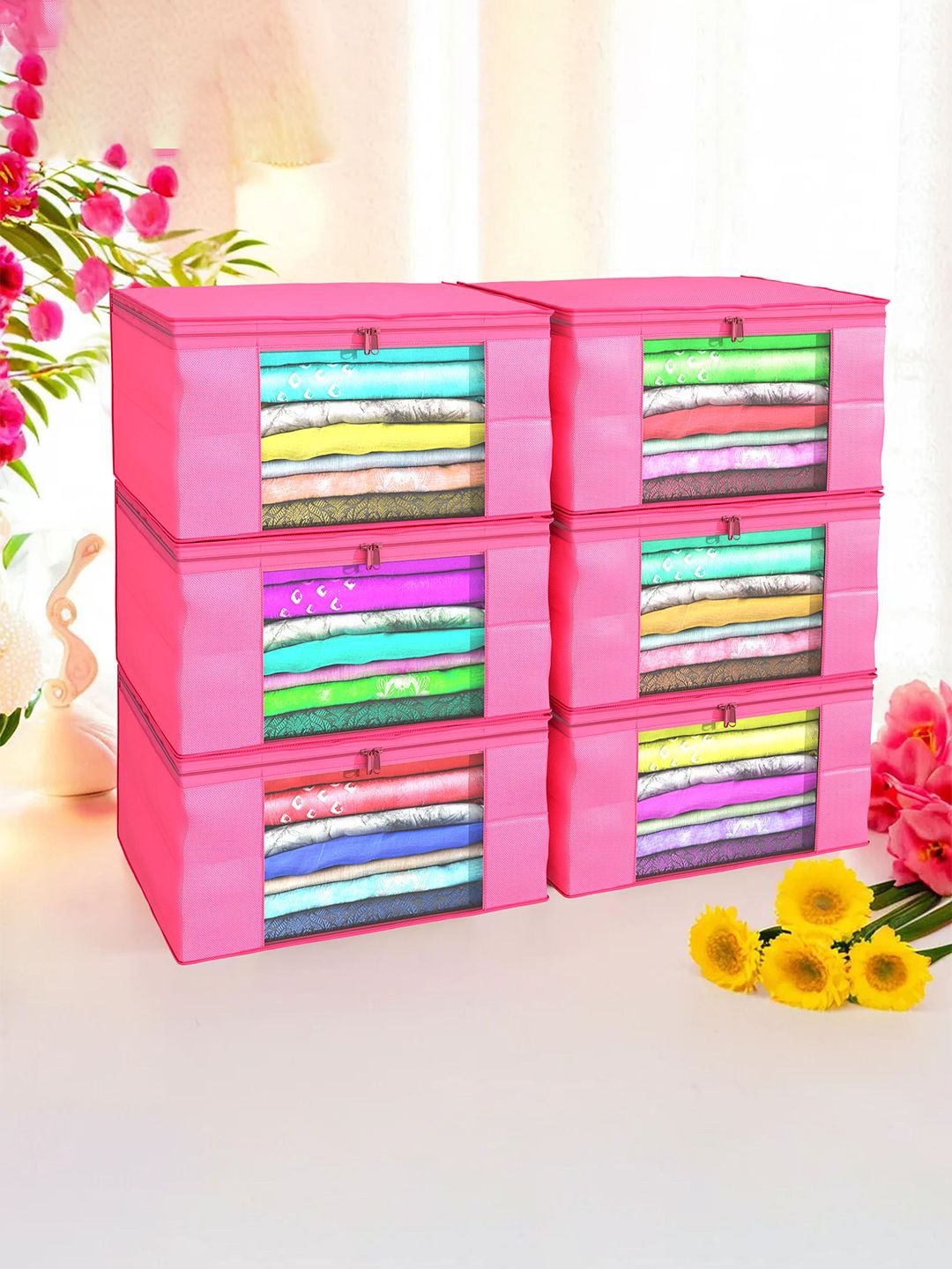 

Kuber Industries Pink Set of 6 Regular Drawer Organiser Organisers