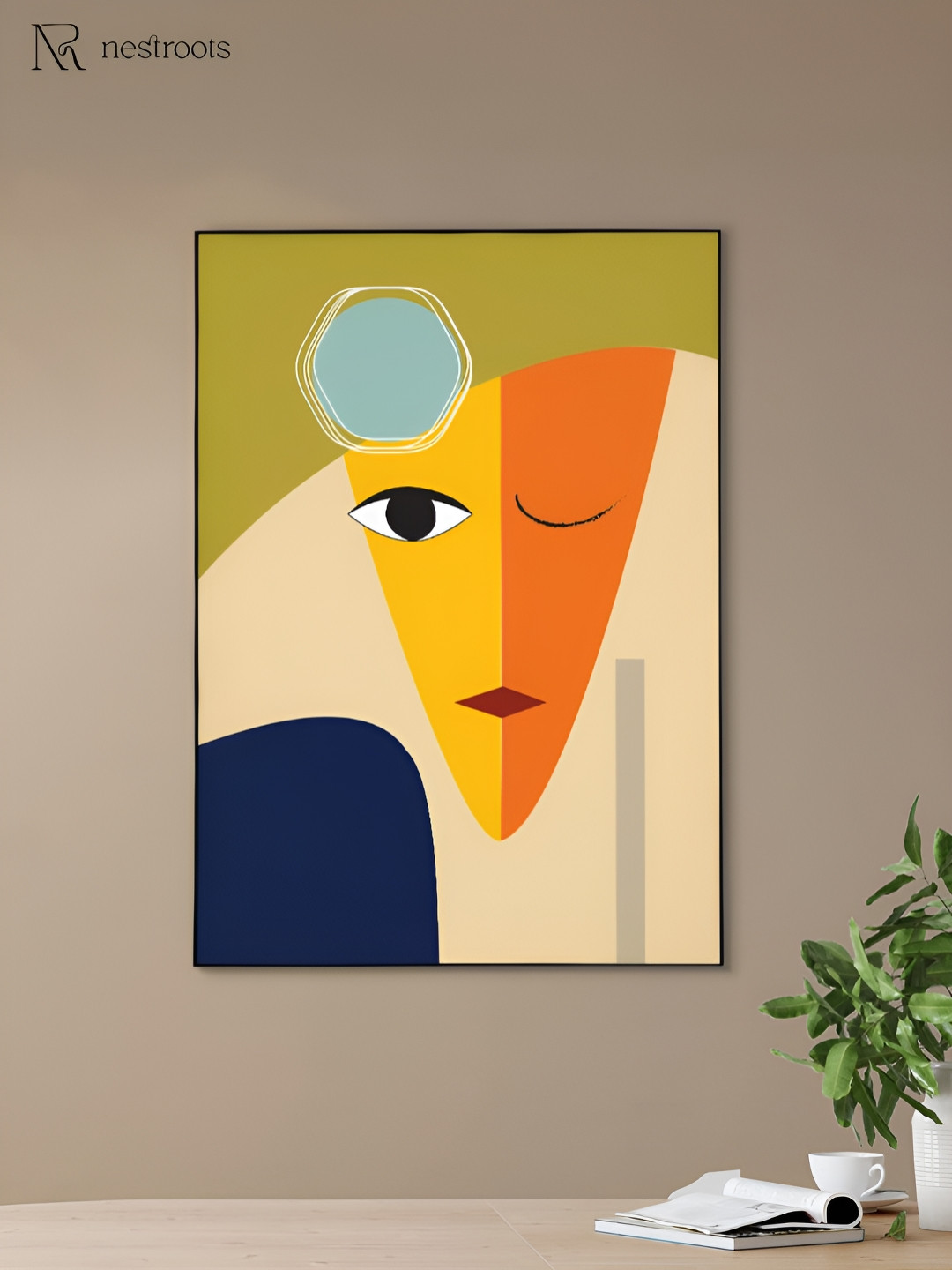 

nestroots Beige & Brown 2 Piece Canvas Abstract Wall Paintings