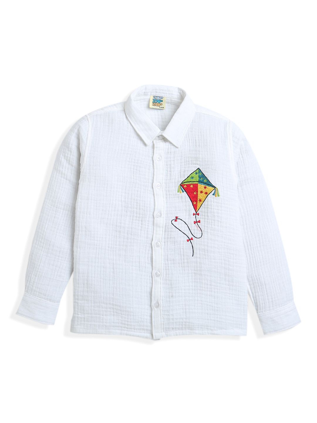 

ZIP ZAP ZOOP Boys Standard Opaque Striped Casual Shirt, White