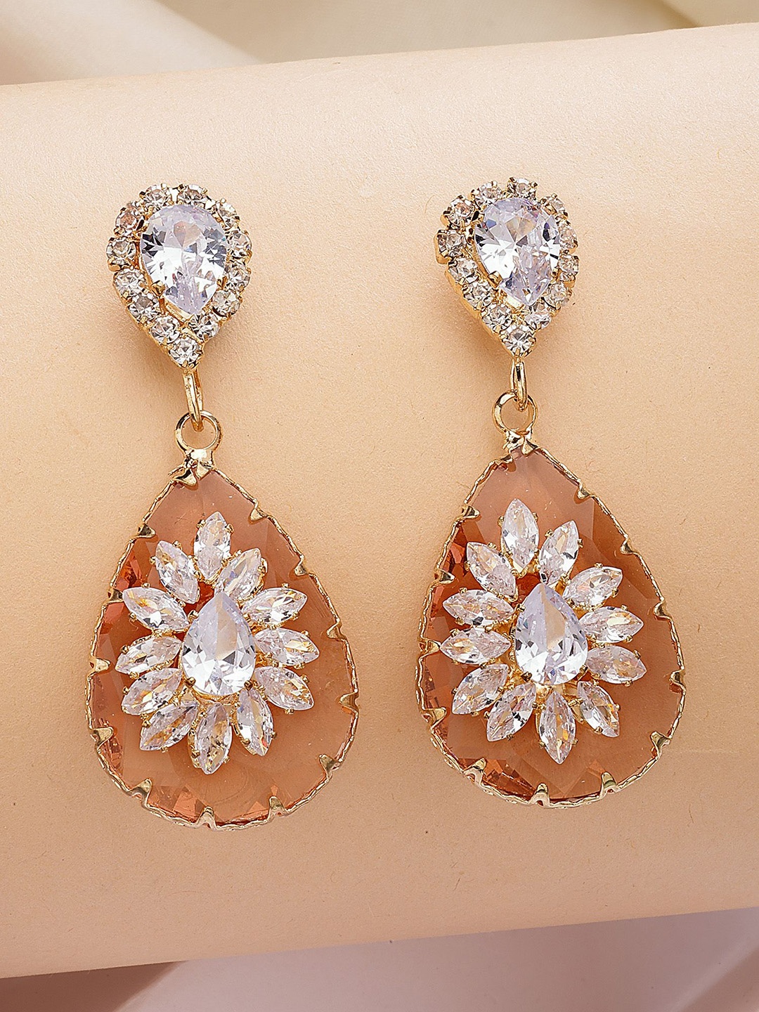

Bohey by KARATCART Contemporary Drop Earrings, Peach