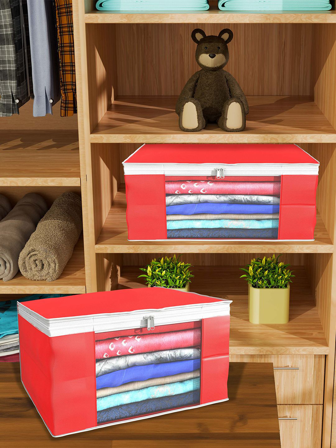 

Kuber Industries Red Set of 12 Regular Drawer Organiser Organisers