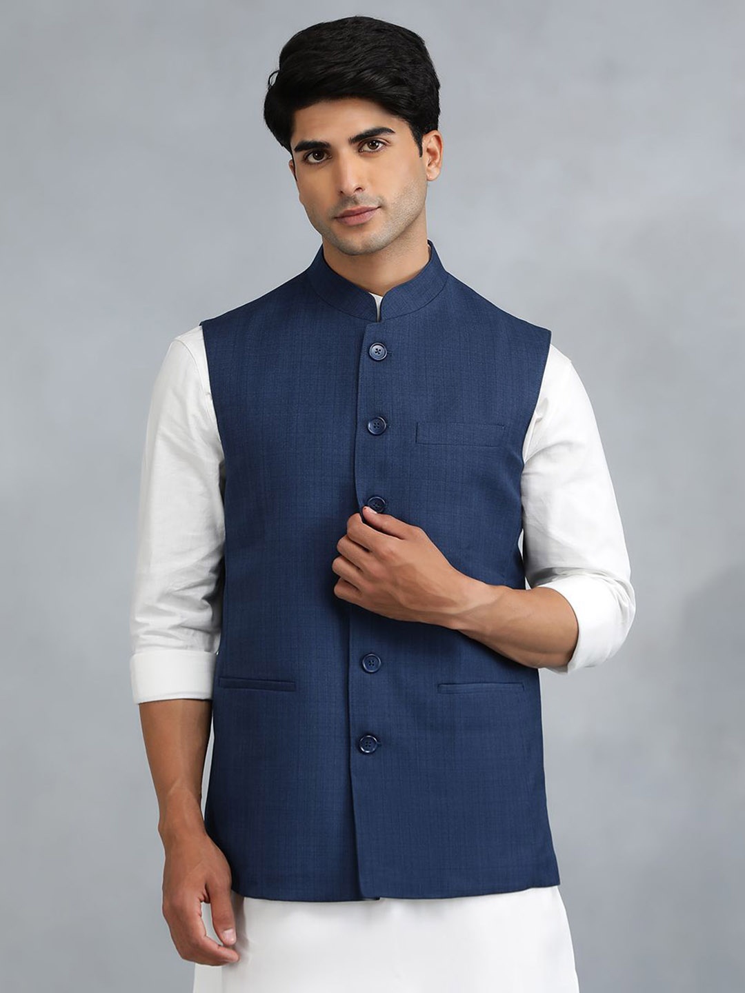 

MODI JACKET Men Tailored Jacket with Patchwork, Blue