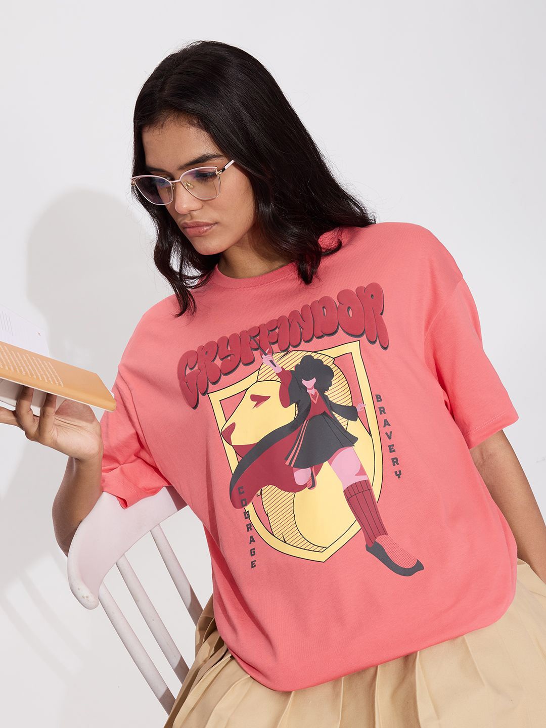 

The Souled Store Women Printed Round Neck Raw Edge T-shirt, Pink