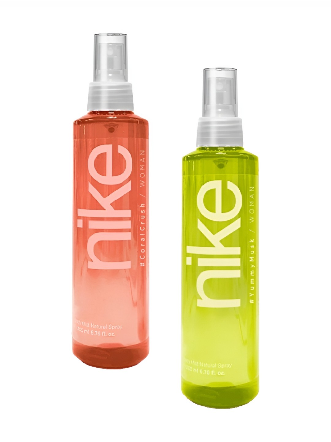 

Nike Set Of 2 Women Coral Crush Yummy Musk Body Mist Natural Spray 200 ml Each, Transparent