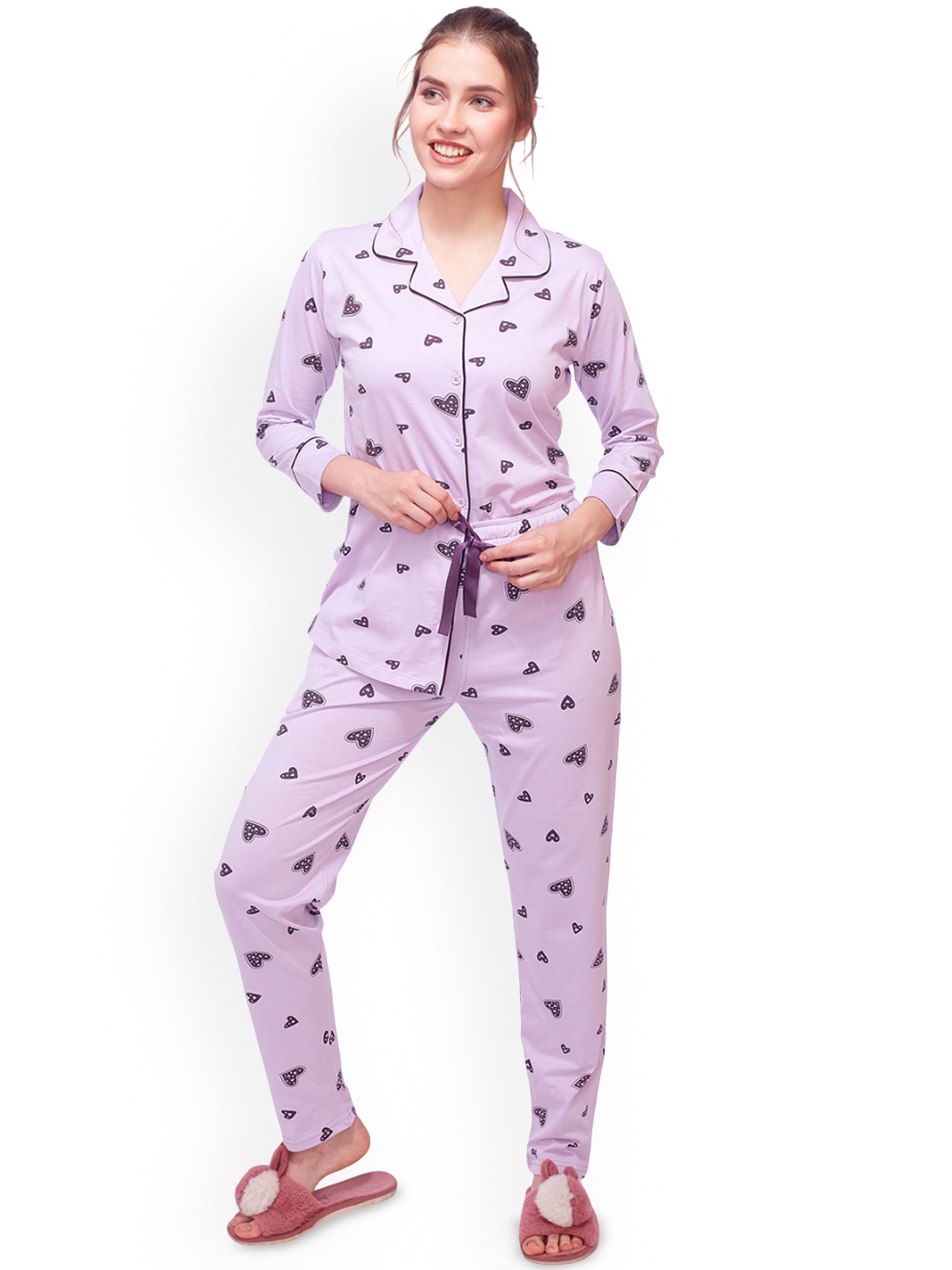 

Lotik Women Printed Night suit, Purple