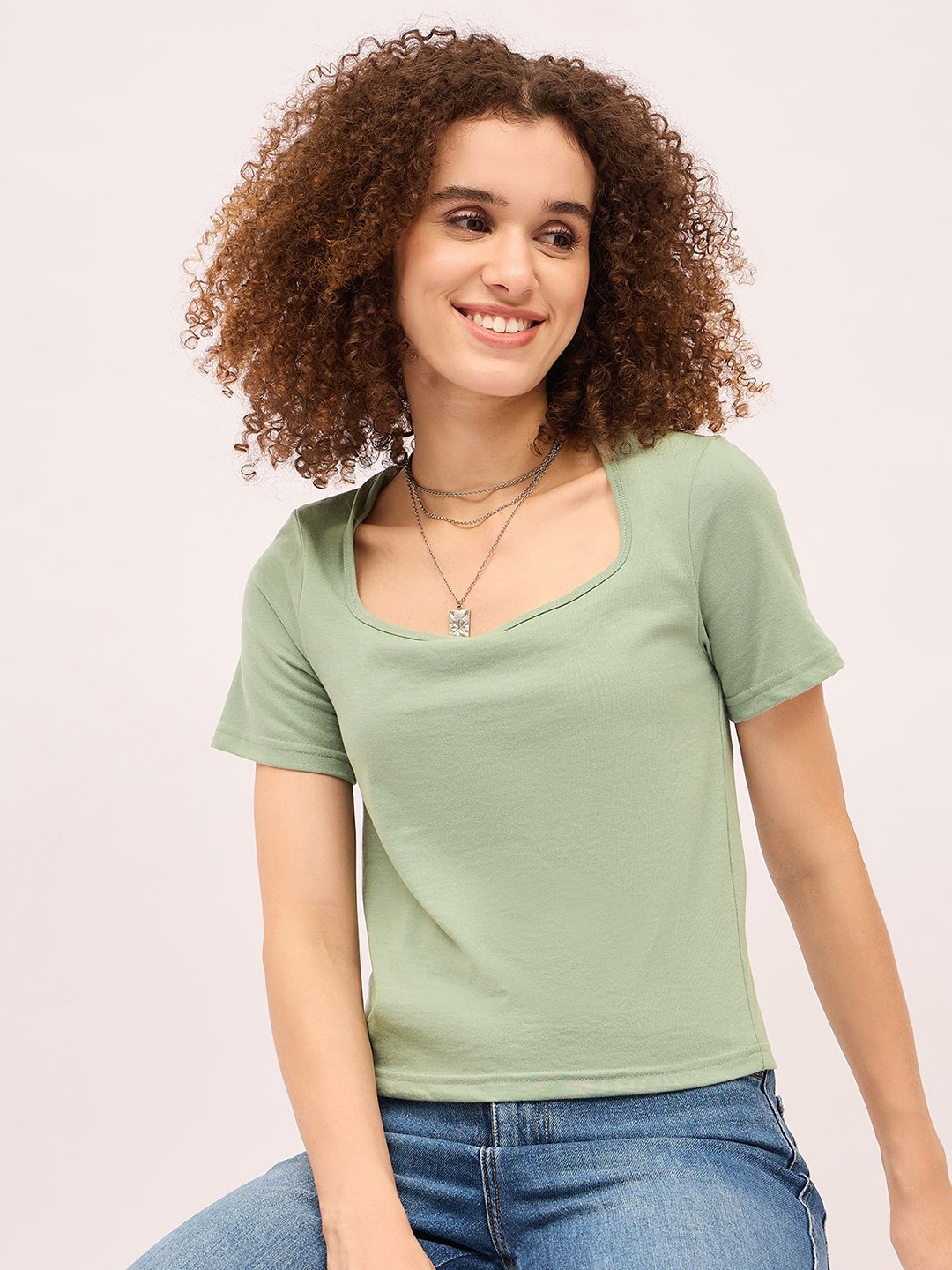

DressBerry Women Pockets T-shirt, Green