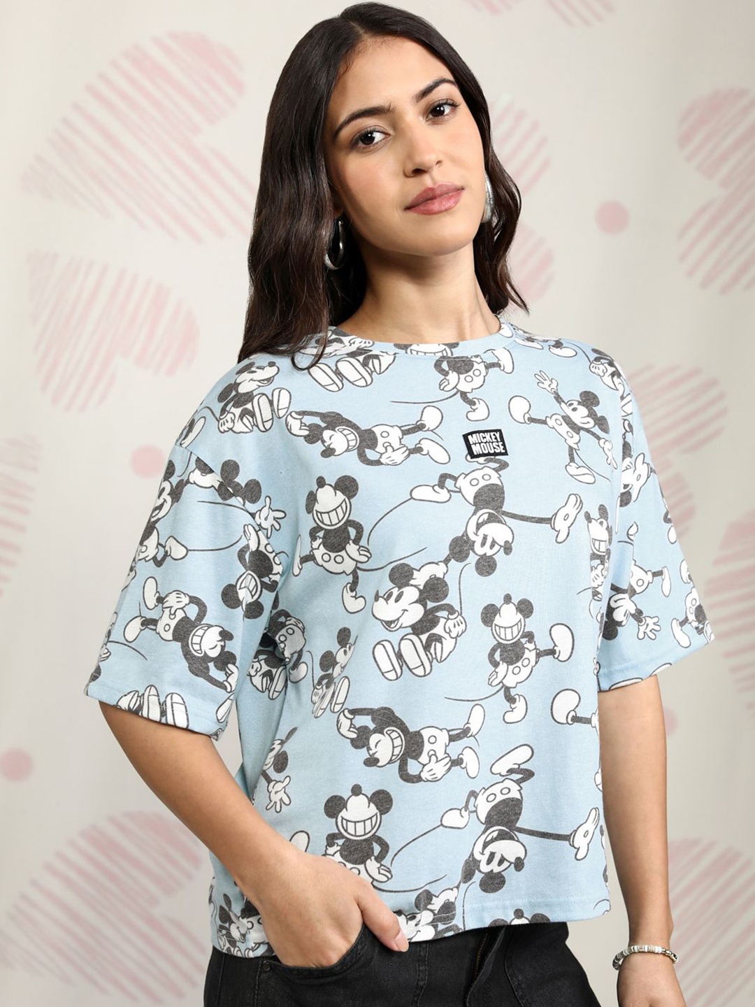 

Tokyo Talkies Disney Mickey Mouse Women Blue Boxy Fit T-shirt