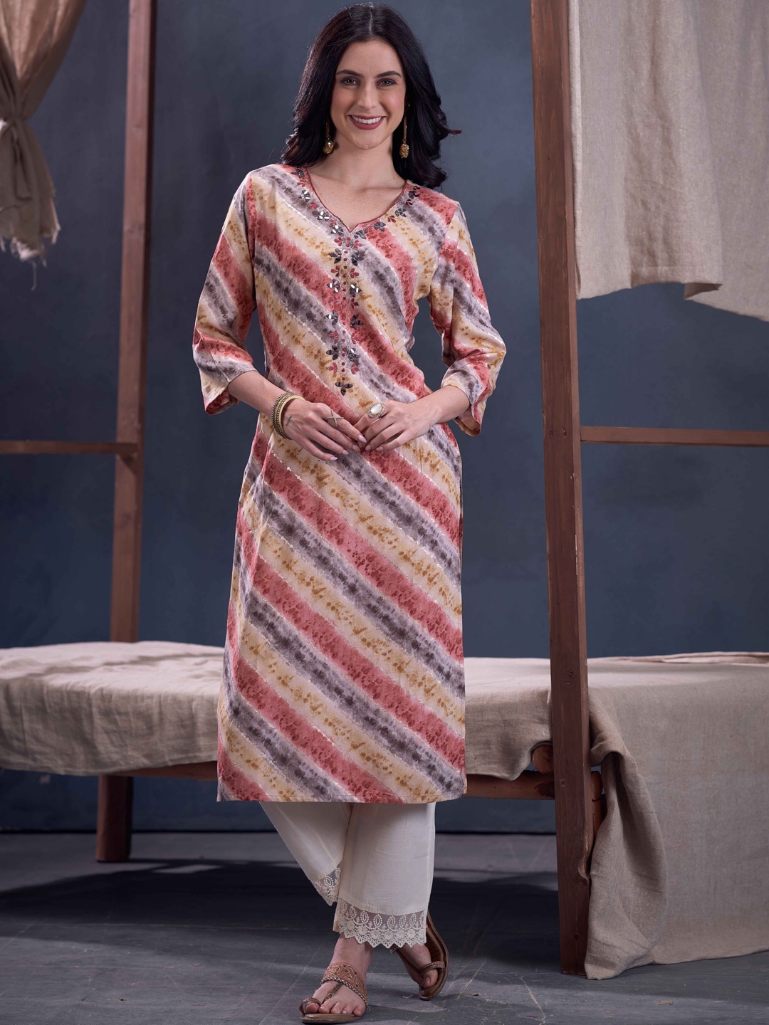 

Anouk Women Ethnic Motifs Printed Kurta, Pink